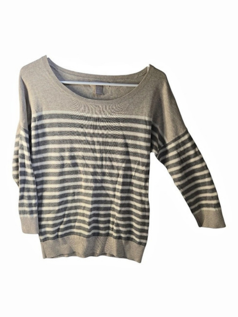 Banana Republic Striped Knit Sweater Gray & White Small